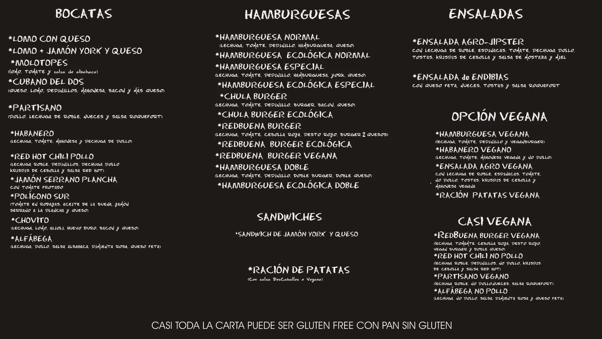 La carta del bar Dos Caballos para cenar en Sangüesa